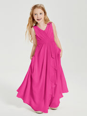 Boho Long Chiffon Bridesmaid Gown Fuchsia