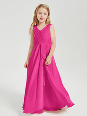 Boho Long Chiffon Bridesmaid Gown Fuchsia