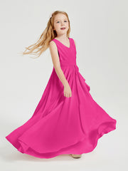 Boho Long Chiffon Bridesmaid Gown Fuchsia