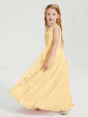 Boho Long Chiffon Bridesmaid Gown Gold