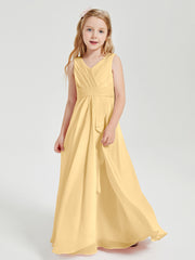 Boho Long Chiffon Bridesmaid Gown Gold
