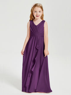 Boho Long Chiffon Bridesmaid Gown Grape