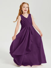 Boho Long Chiffon Bridesmaid Gown Grape