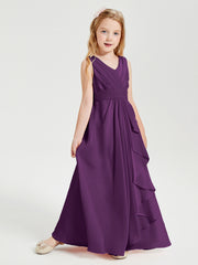 Boho Long Chiffon Bridesmaid Gown Grape