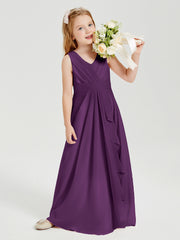 Boho Long Chiffon Bridesmaid Gown Grape