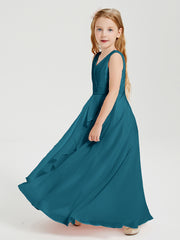 Boho Long Chiffon Bridesmaid Gown Ink Blue