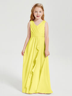 Boho Long Chiffon Bridesmaid Gown Lemon