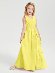 Boho Long Chiffon Bridesmaid Gown Lemon