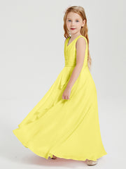 Boho Long Chiffon Bridesmaid Gown Lemon