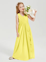 Boho Long Chiffon Bridesmaid Gown Lemon