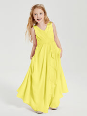 Boho Long Chiffon Bridesmaid Gown Lemon