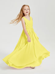 Boho Long Chiffon Bridesmaid Gown Lemon