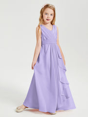 Boho Long Chiffon Bridesmaid Gown Lilac
