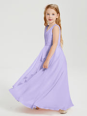 Boho Long Chiffon Bridesmaid Gown Lilac