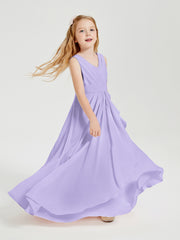 Boho Long Chiffon Bridesmaid Gown Lilac