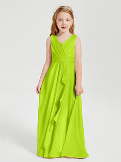 Boho Long Chiffon Bridesmaid Gown Lime Green