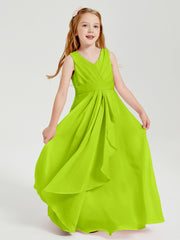 Boho Long Chiffon Bridesmaid Gown Lime Green