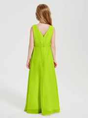 Boho Long Chiffon Bridesmaid Gown Lime Green