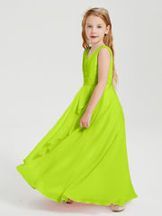 Boho Long Chiffon Bridesmaid Gown Lime Green
