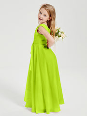 Boho Long Chiffon Bridesmaid Gown Lime Green