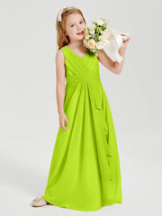 Boho Long Chiffon Bridesmaid Gown Lime Green