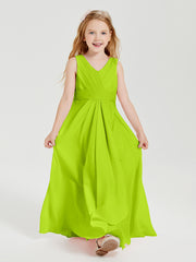 Boho Long Chiffon Bridesmaid Gown Lime Green