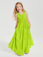 Boho Long Chiffon Bridesmaid Gown Lime Green