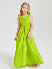 Boho Long Chiffon Bridesmaid Gown Lime Green