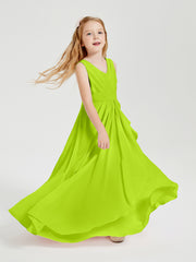 Boho Long Chiffon Bridesmaid Gown Lime Green