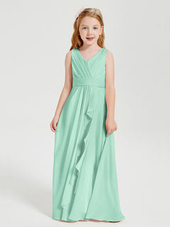 Boho Long Chiffon Bridesmaid Gown Mint Green