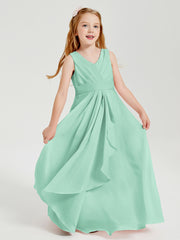Boho Long Chiffon Bridesmaid Gown Mint Green
