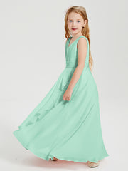 Boho Long Chiffon Bridesmaid Gown Mint Green