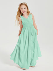 Boho Long Chiffon Bridesmaid Gown Mint Green