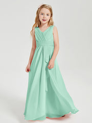 Boho Long Chiffon Bridesmaid Gown Mint Green