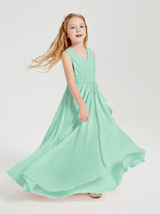 Boho Long Chiffon Bridesmaid Gown Mint Green