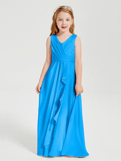 Boho Long Chiffon Bridesmaid Gown Ocean Blue