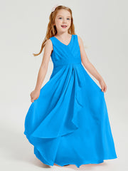 Boho Long Chiffon Bridesmaid Gown Ocean Blue