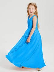 Boho Long Chiffon Bridesmaid Gown Ocean Blue