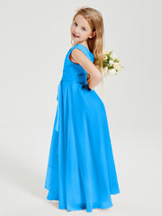 Boho Long Chiffon Bridesmaid Gown Ocean Blue