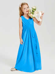 Boho Long Chiffon Bridesmaid Gown Ocean Blue
