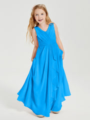 Boho Long Chiffon Bridesmaid Gown Ocean Blue