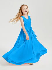 Boho Long Chiffon Bridesmaid Gown Ocean Blue