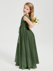 Boho Long Chiffon Bridesmaid Gown Olive Green