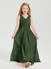 Boho Long Chiffon Bridesmaid Gown Olive Green