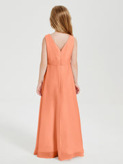 Boho Long Chiffon Bridesmaid Gown Papaya