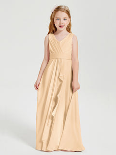 Boho Long Chiffon Bridesmaid Gown Peach