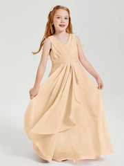 Boho Long Chiffon Bridesmaid Gown Peach