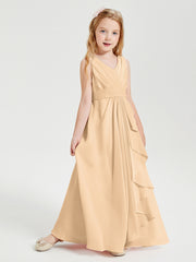 Boho Long Chiffon Bridesmaid Gown Peach