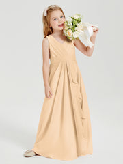 Boho Long Chiffon Bridesmaid Gown Peach
