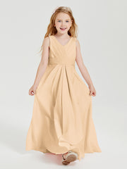 Boho Long Chiffon Bridesmaid Gown Peach